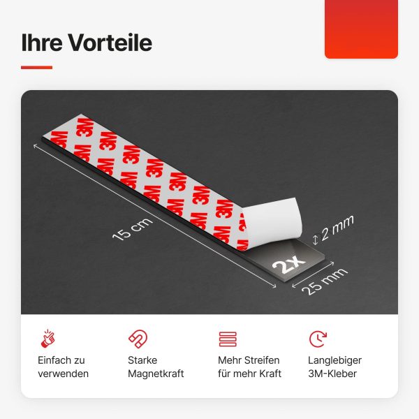 Magnetic strip self-adhesive (15 cm x 25 mm x 2 mm) - 图片 2