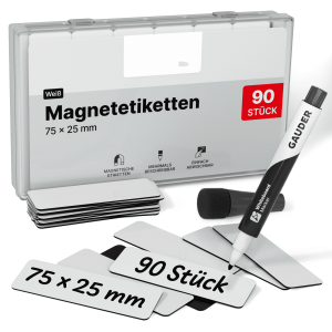 90x Dry-Erase Magnetic Labels - 75 mm x 25 mm