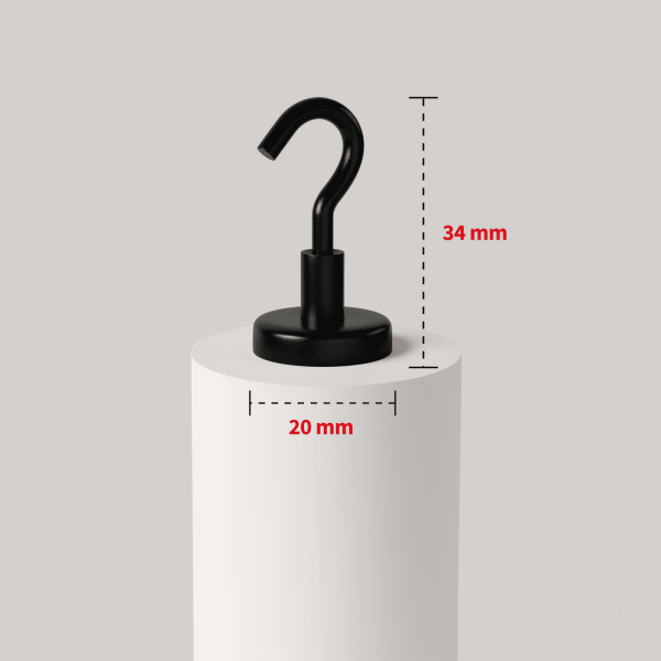 Set of Black Magnetic Hooks with Adhesive Pads - 图片 2