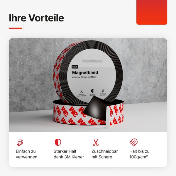 Self-Adhesive Magnetic Tape with 3M Adhesive (40 mm x 2 mm) - 图片 2