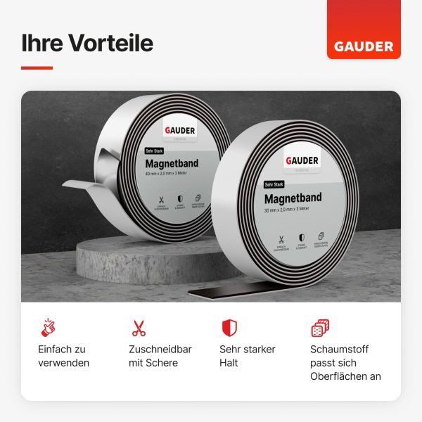 Magnetic Tape with foam adhesive (30 mm x 2 mm) - 图片 2