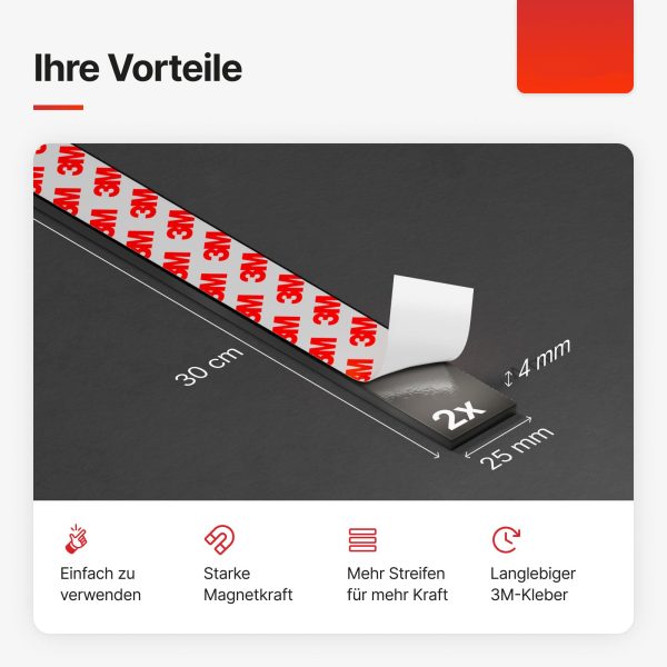 Magnetic strip self-adhesive (30 cm x 25 mm x 4 mm) - 图片 2