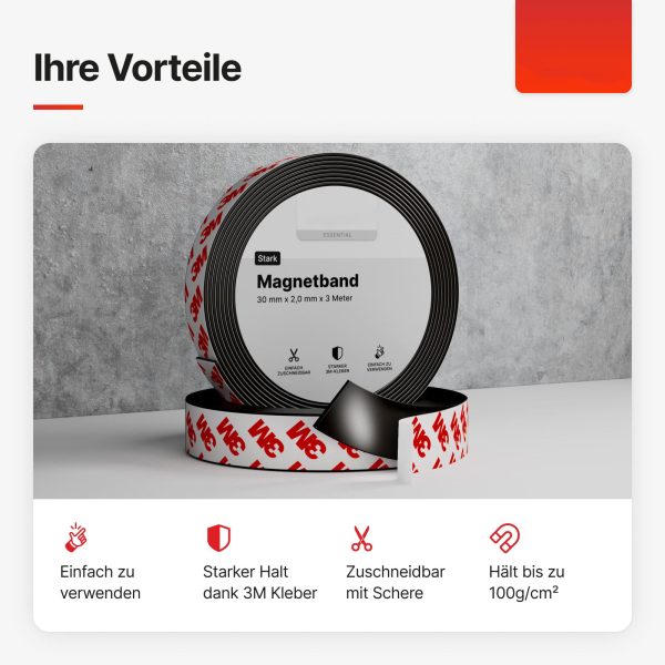 Self-Adhesive Magnetic Tape with 3M Adhesive (30 mm x 2 mm) - 图片 2