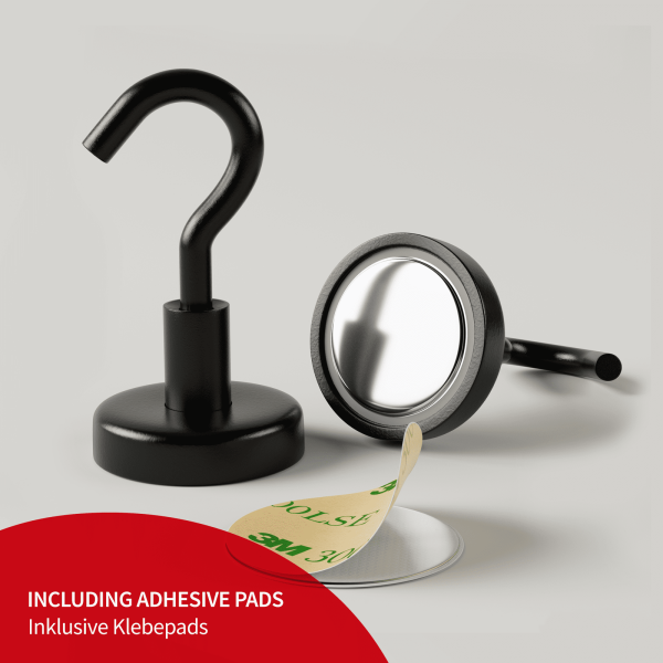 Set of Black Magnetic Hooks with Adhesive Pads - 图片 5